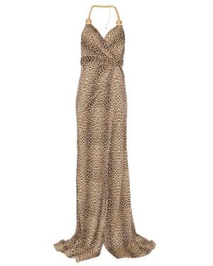 Roberto Cavalli Chain-Strap Leopard-Print Maxi Dress - Natural