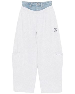 Alexander Wang Layered-Waistband Slash-Detail Track Trousers - Blue