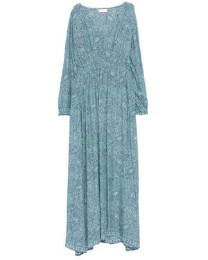 Natalie Martin Buttoned Printed Shangri Dress - Blue