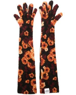 Ruslan Baginskiy Floral-Print Long Gloves - Orange