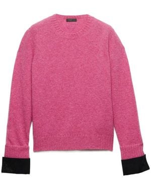 Prada Shetland Wool Crew-Neck Sweater - Pink