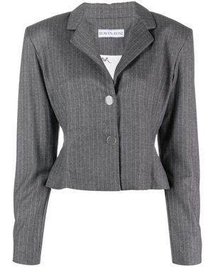 ROWEN ROSE Striped Shoulder-Pads Blazer - Grey