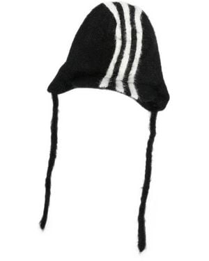 Y-3 Stripe-Detail Trapper Hat - Black