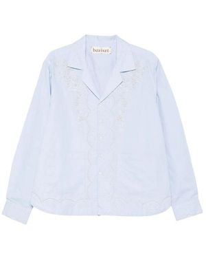 BAZISZT Mord Floral-Embroidered Shirt - Blue