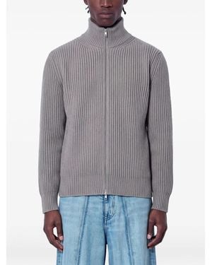 MM6 by Maison Margiela Ribbed-Knit Zip-Up Jumper - Grey