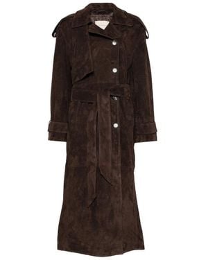 Almala Belted Suede Trench Coat - Brown
