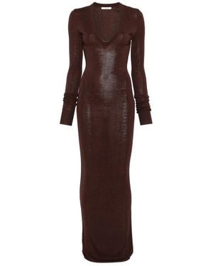 Entire studios V-Neck Long-Sleeve Dress - Brown