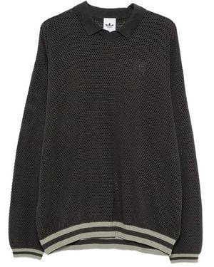 adidas Logo-Print Mesh Jumper - Black
