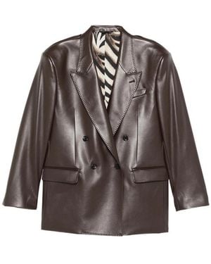 Eraldo Double-Breasted Blazer - Brown