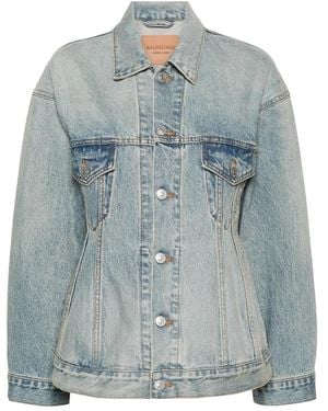Balenciaga Hourglass Denim Jacket - Blue