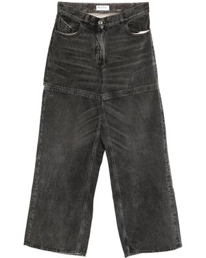 The Attico High-Waisted Wide-Leg Jeans - Gray