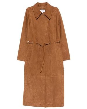 Ba&sh Tie-Waist Leather Coat - Brown