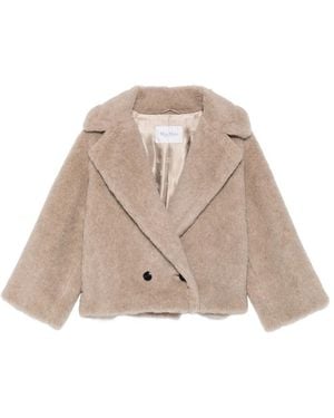 Max Mara Wide Lapel Double-Breasted Short Coat - Natural