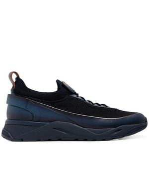 Santoni Low-Top Paneled Sneakers - Blue