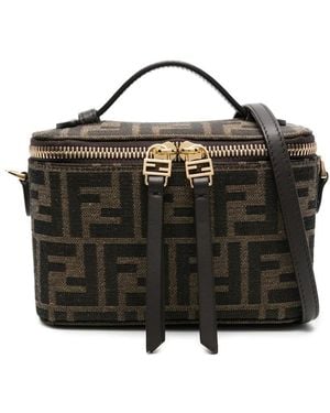 Fendi Vanity Ff-Pattern Top-Handle Mini Bag - Black