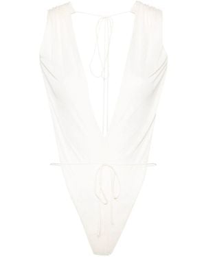 Saint Laurent Plunging V-Neck Body - White