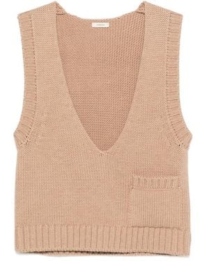 LAMRONS V-Neck Ribbed-Knit Vest - Natural