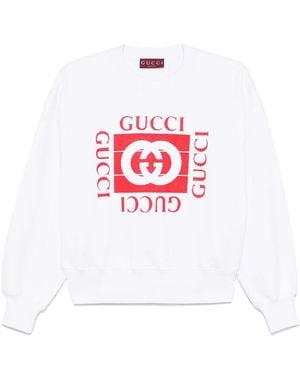Gucci Flocked-Logo Sweatshirt - White