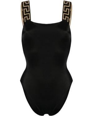 Versace Greca Border One-Piece Swimsuit - Black