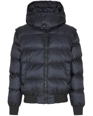 Balmain Monogram-Jacquard Padded Jacket - Blue