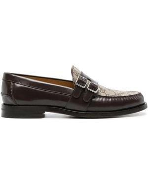 Gucci Gg Supreme Leather Loafers - Black