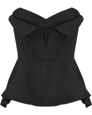 McQueen Bow-Detailed Peplum Top - Black
