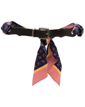 Etro Paisley-Print Leather-Panel Belt - Black