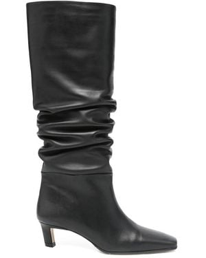 Alohas 50Mm Kalila Slouch Calf Leather Boots - Black