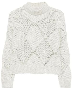 Antonelli Open-Knit Sequin-Embellished Sweater - White