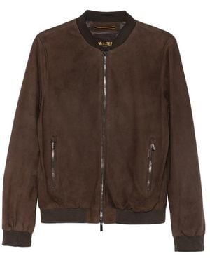 Moorer Suede Bomber Jacket - Brown