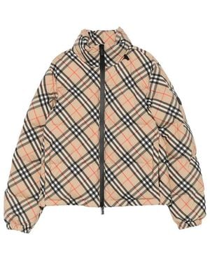 Burberry Check Puffer Jacket - Natural