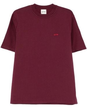 Arte' Logo-Embroidered T-Shirt - Purple
