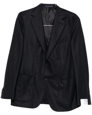 Caruso Single-Breasted Notched-Lapels Blazer - Black