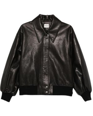 KHAITE Collared Leather Jacket - Black