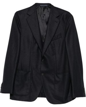 Caruso Single-Breasted Notched-Lapels Blazer - Black