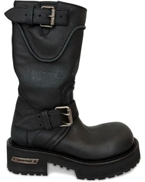 Balenciaga Venom Buckle-Detail Leather Boots - Black
