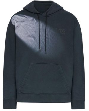 MM6 by Maison Martin Margiela Faded Logo-Embroidered Hoodie - Blue
