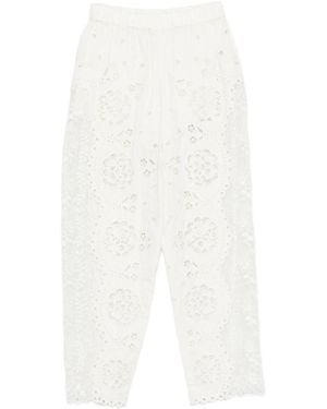 Sea Gardener Broderie-Anglaise Paneled Pants - White