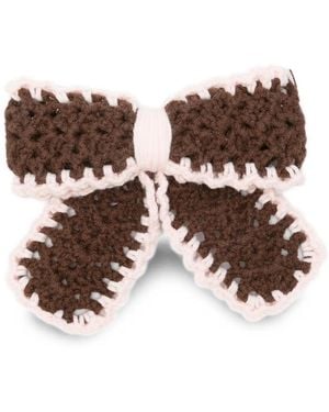 Stine Goya Crochet-Knit Bow Hair Clip - Brown