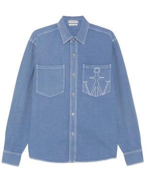 JW Anderson Embroidered Oversized Shirt - Blue