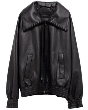 Balenciaga Logo-Debossed Leather Jacket - Black