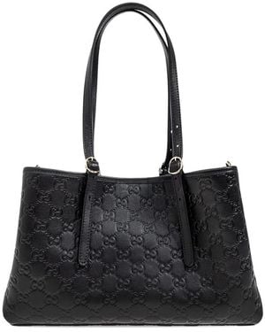 Gucci Medium Gg Leather Shoulder Bag - Black