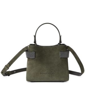Brunello Cucinelli Essence Small Top-Handle Bag - Green