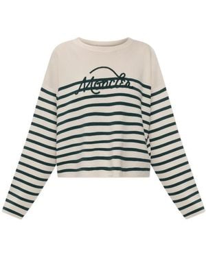 Moncler Logo-Embroidered Striped Sweater - Green