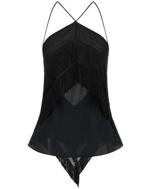 ANDAMANE Reina Fringe-Trimmed Top - Black