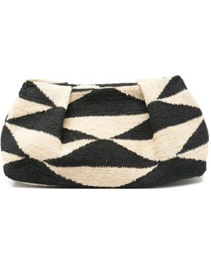 Sensi Studio Small Sisal Geometric Clutch Bag - Black