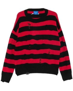 DAGGER Distressed Striped Jumper - Red