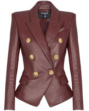 Balmain Double-Breasted Lambskin Jacket - Purple