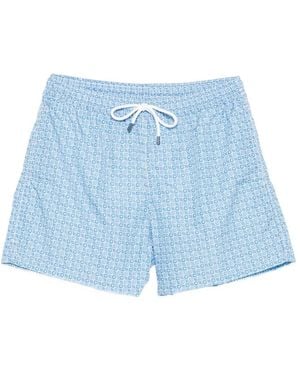 Fedeli Madeira Geometric-Pattern Swim Shorts - Blue