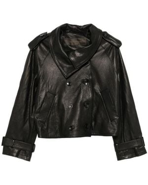 Giorgio Brato Double-Breasted Leather Jacket - Black